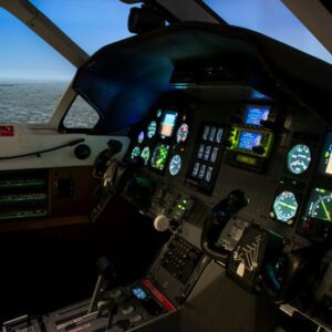 A close up view of the PC-12 simulator