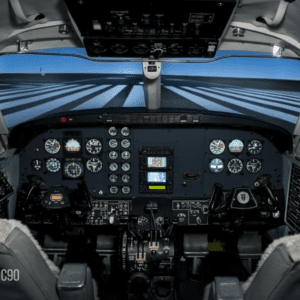 Inside a full flight simulator