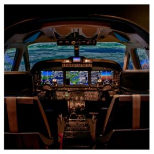 The interior of a full flight simulator