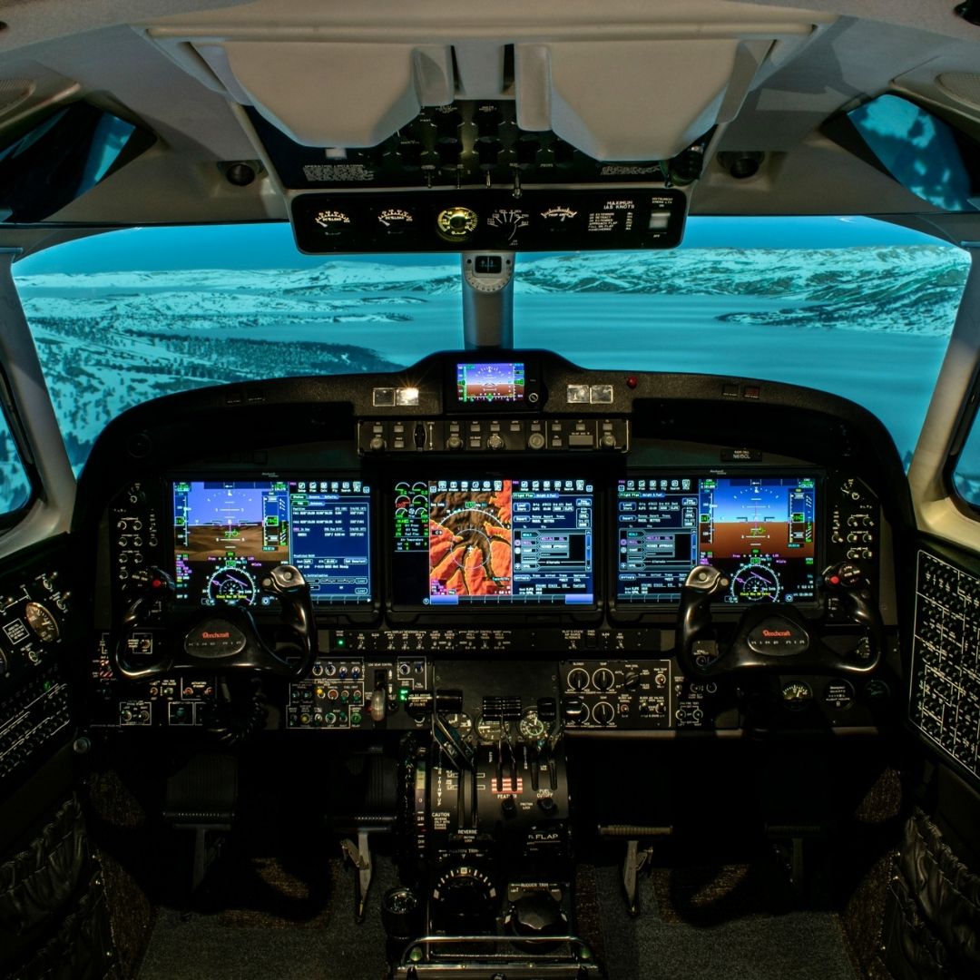 The inside of a flight simulator