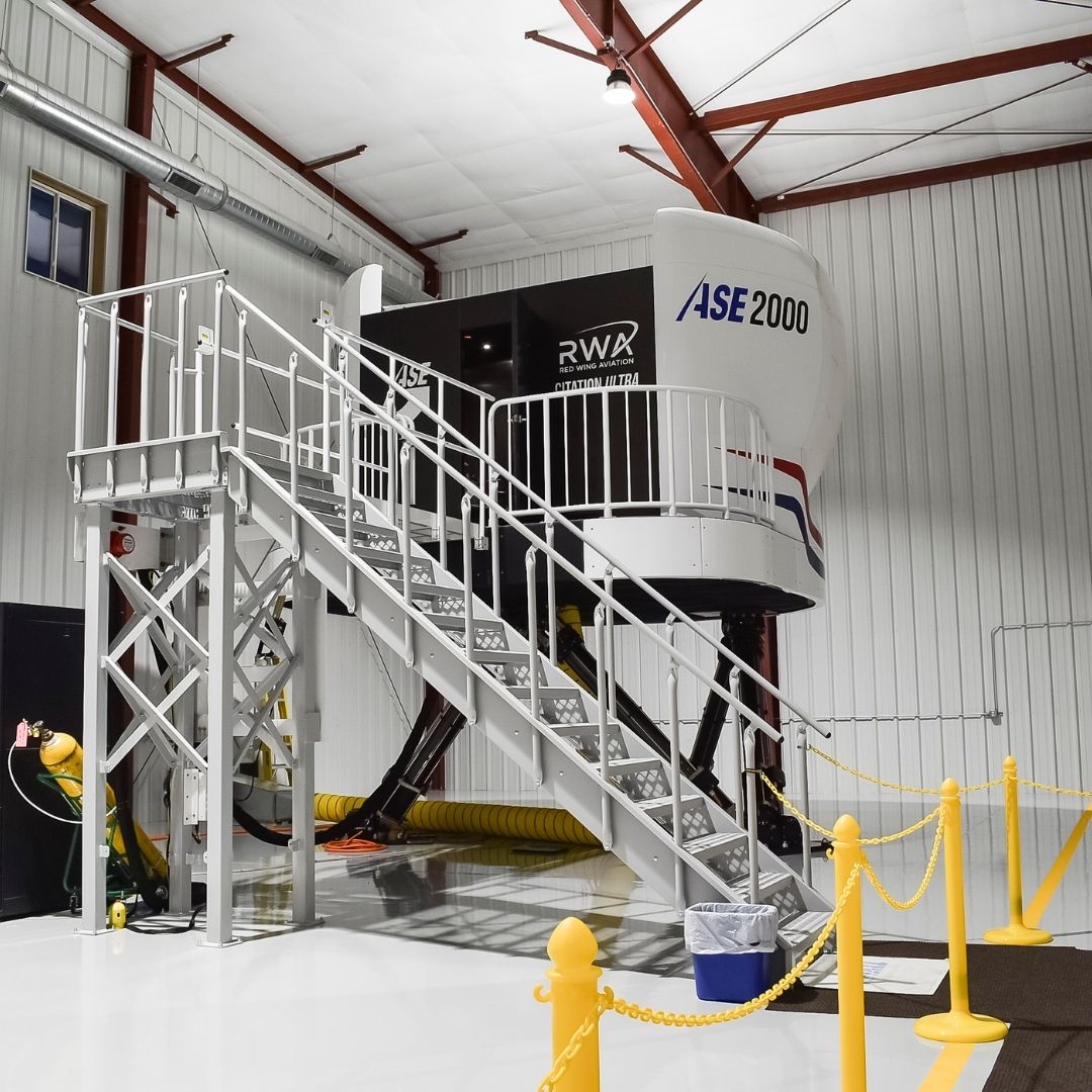 The outside of a flight simulator