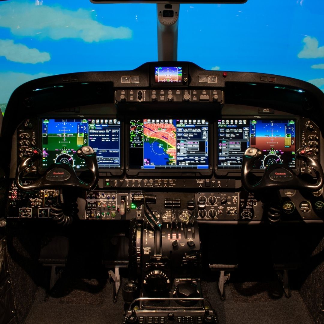 The interior of A flight simulator